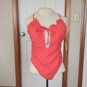Coral Ruffle One Piece Swimsuit